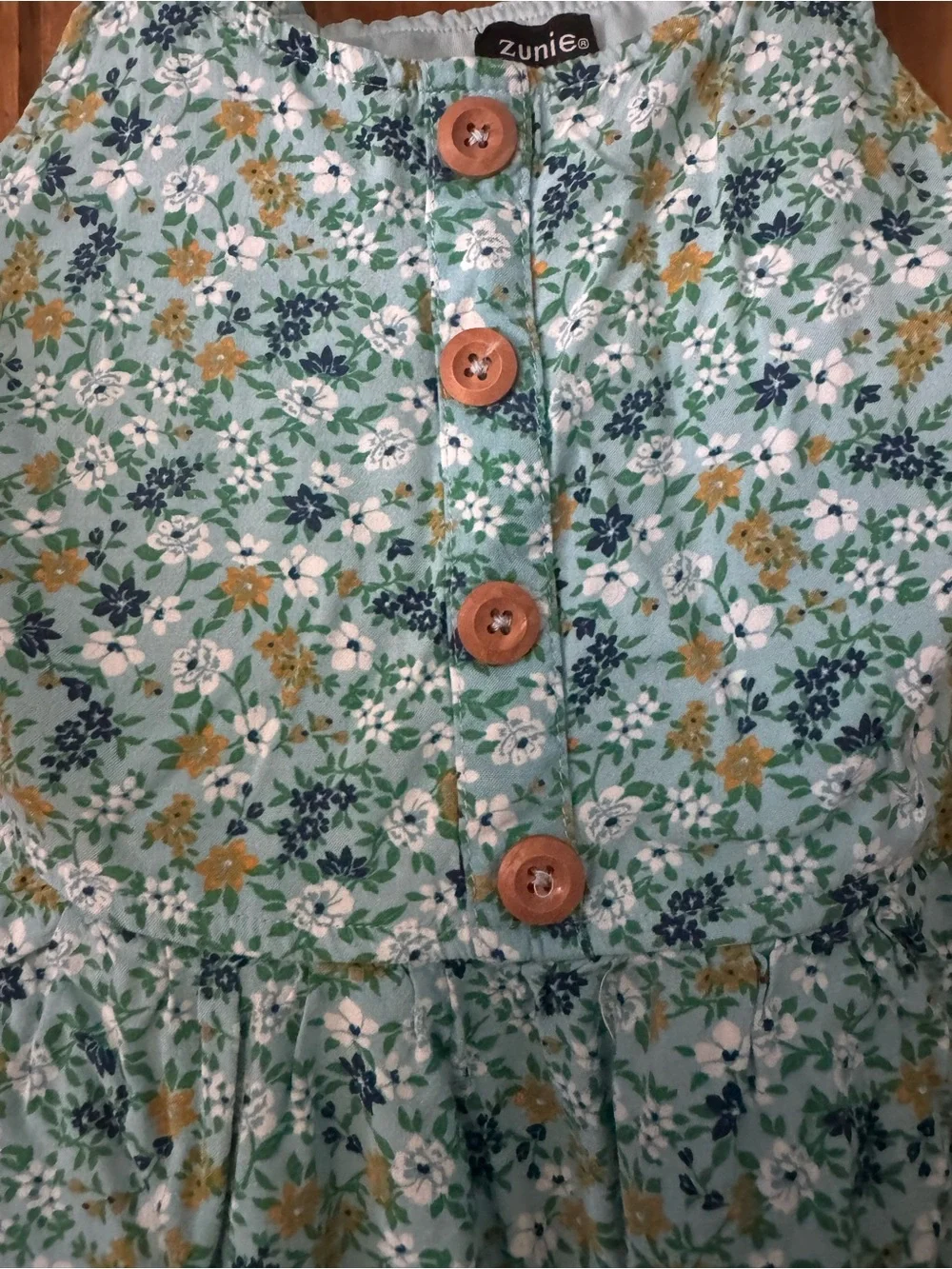 Zunie Aqua Floral Button-Front Sundress